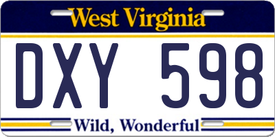 WV license plate DXY598