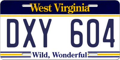 WV license plate DXY604