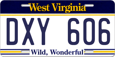 WV license plate DXY606