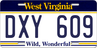 WV license plate DXY609