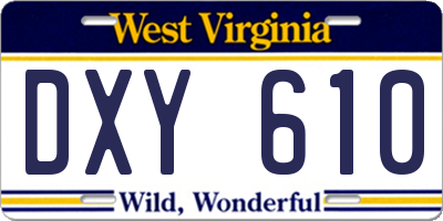 WV license plate DXY610