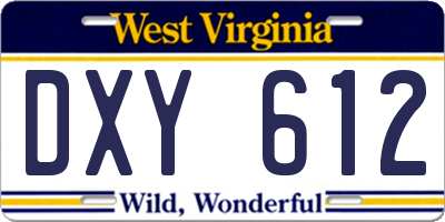 WV license plate DXY612