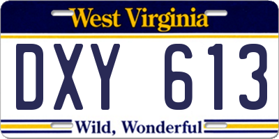 WV license plate DXY613