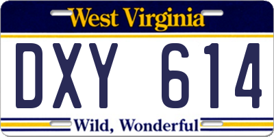 WV license plate DXY614