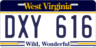 WV license plate DXY616