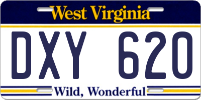 WV license plate DXY620