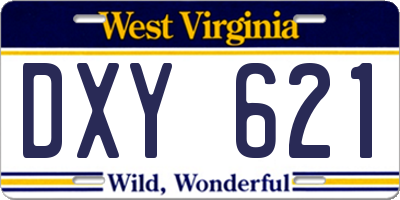 WV license plate DXY621