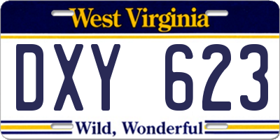 WV license plate DXY623
