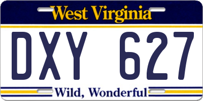 WV license plate DXY627