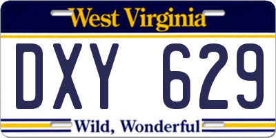 WV license plate DXY629