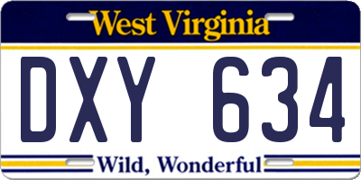 WV license plate DXY634
