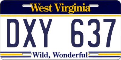 WV license plate DXY637