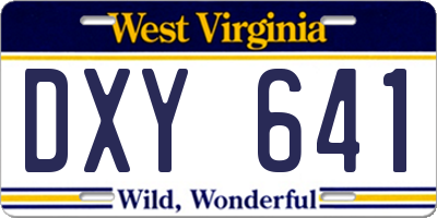 WV license plate DXY641