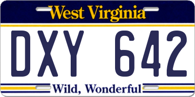 WV license plate DXY642