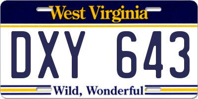 WV license plate DXY643