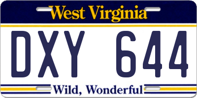 WV license plate DXY644