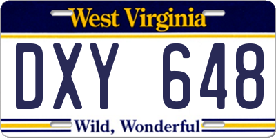 WV license plate DXY648