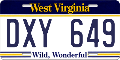WV license plate DXY649