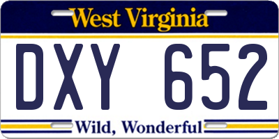 WV license plate DXY652