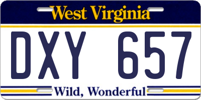 WV license plate DXY657