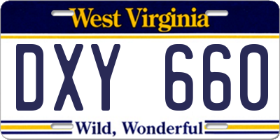 WV license plate DXY660