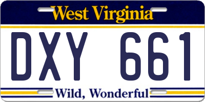 WV license plate DXY661