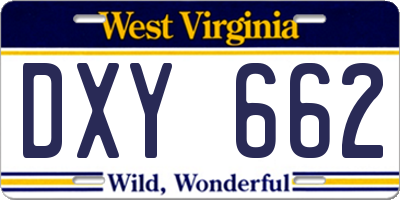 WV license plate DXY662