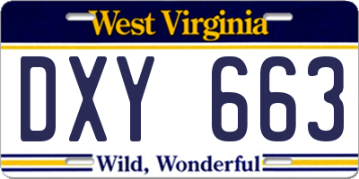 WV license plate DXY663