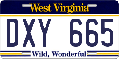 WV license plate DXY665