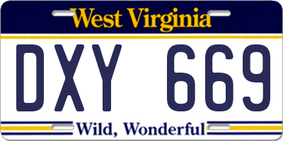 WV license plate DXY669