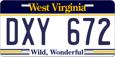 WV license plate DXY672