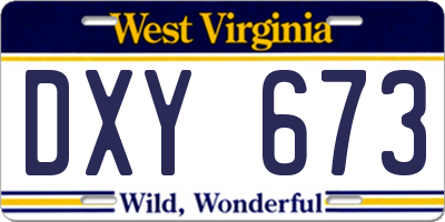 WV license plate DXY673