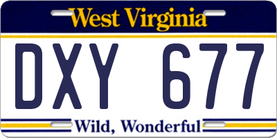 WV license plate DXY677