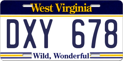 WV license plate DXY678