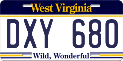 WV license plate DXY680