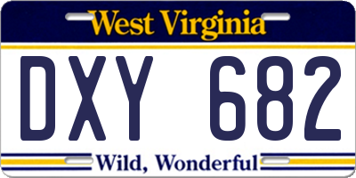 WV license plate DXY682