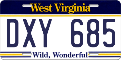 WV license plate DXY685