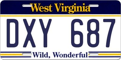 WV license plate DXY687