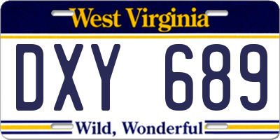 WV license plate DXY689
