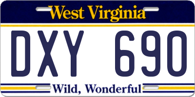 WV license plate DXY690