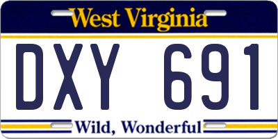 WV license plate DXY691