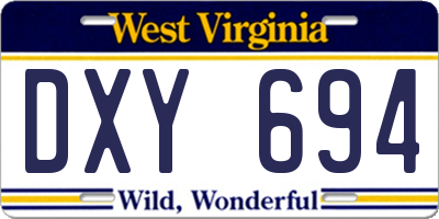 WV license plate DXY694