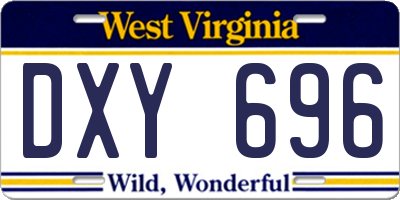 WV license plate DXY696