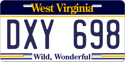 WV license plate DXY698