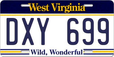 WV license plate DXY699