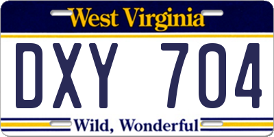 WV license plate DXY704