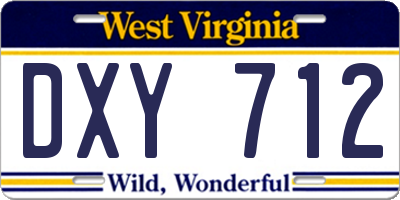 WV license plate DXY712