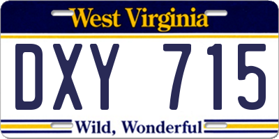 WV license plate DXY715