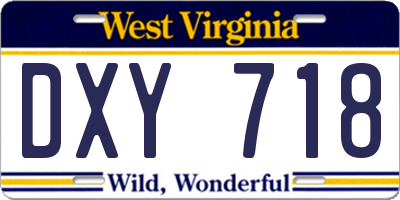 WV license plate DXY718
