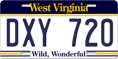 WV license plate DXY720